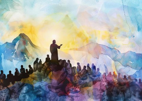 Jesus Preaching Sermon on the Mount